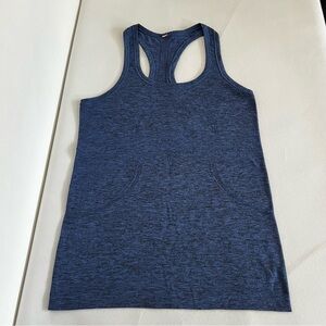Lululemon Athletica Swiftly Tech Size 6 Racerback Seamless Sleeveless Navy Blue
